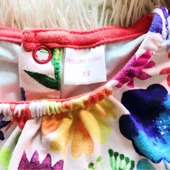 Like New Penelope Plumm 🍑 Puff & Dark Orange Floral Knot Playsuit 2T | Adorable - Picture 8 of 9